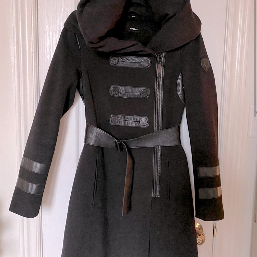 Rudsak leather trim jacket with belt